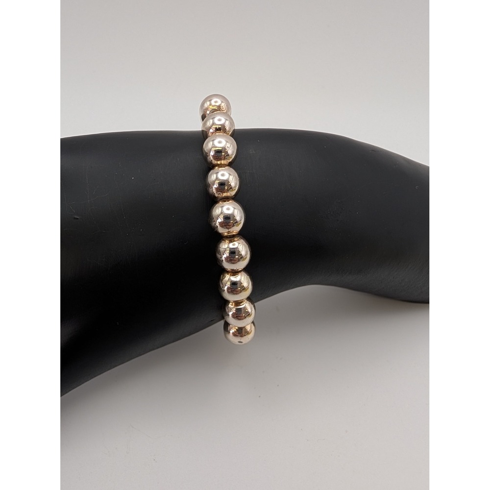 Rose Gold Tone Round Ball Bead Stretch Bracelet Minimalist Stacking Jewelry